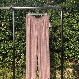 Anthropologie Pink Rose Metallic Jogger Pants